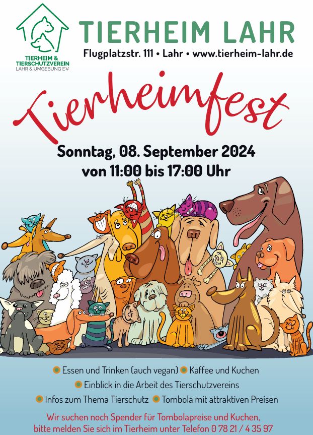 Einladung zum Tierheimfest am 08.09.2024